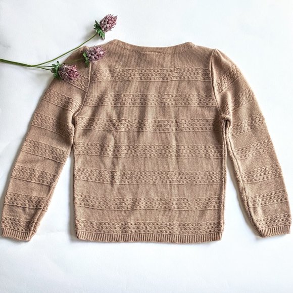 Twee Vintage Sweater Puffed Sleeves Boatneck Taupe 1970s 1980s Knit Grannycore - Picture 7 of 8